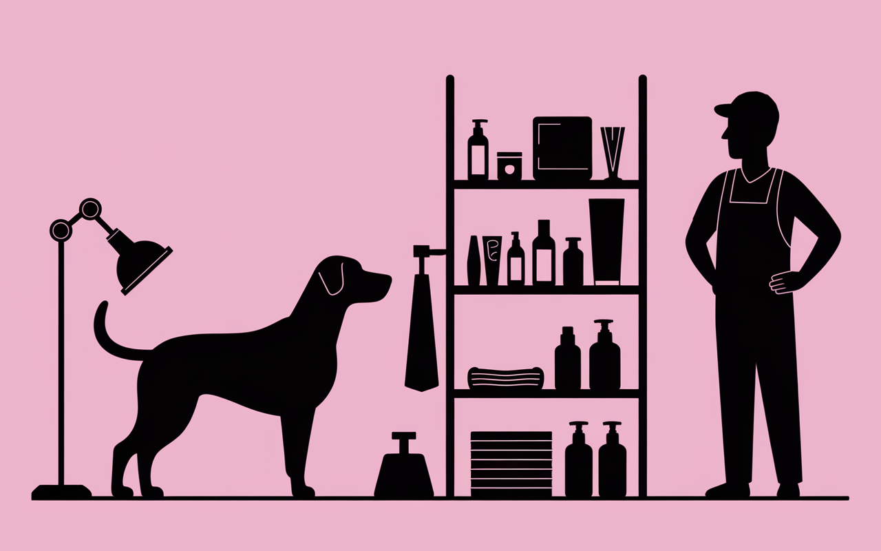 scène métier toiletteur canin lavage chien