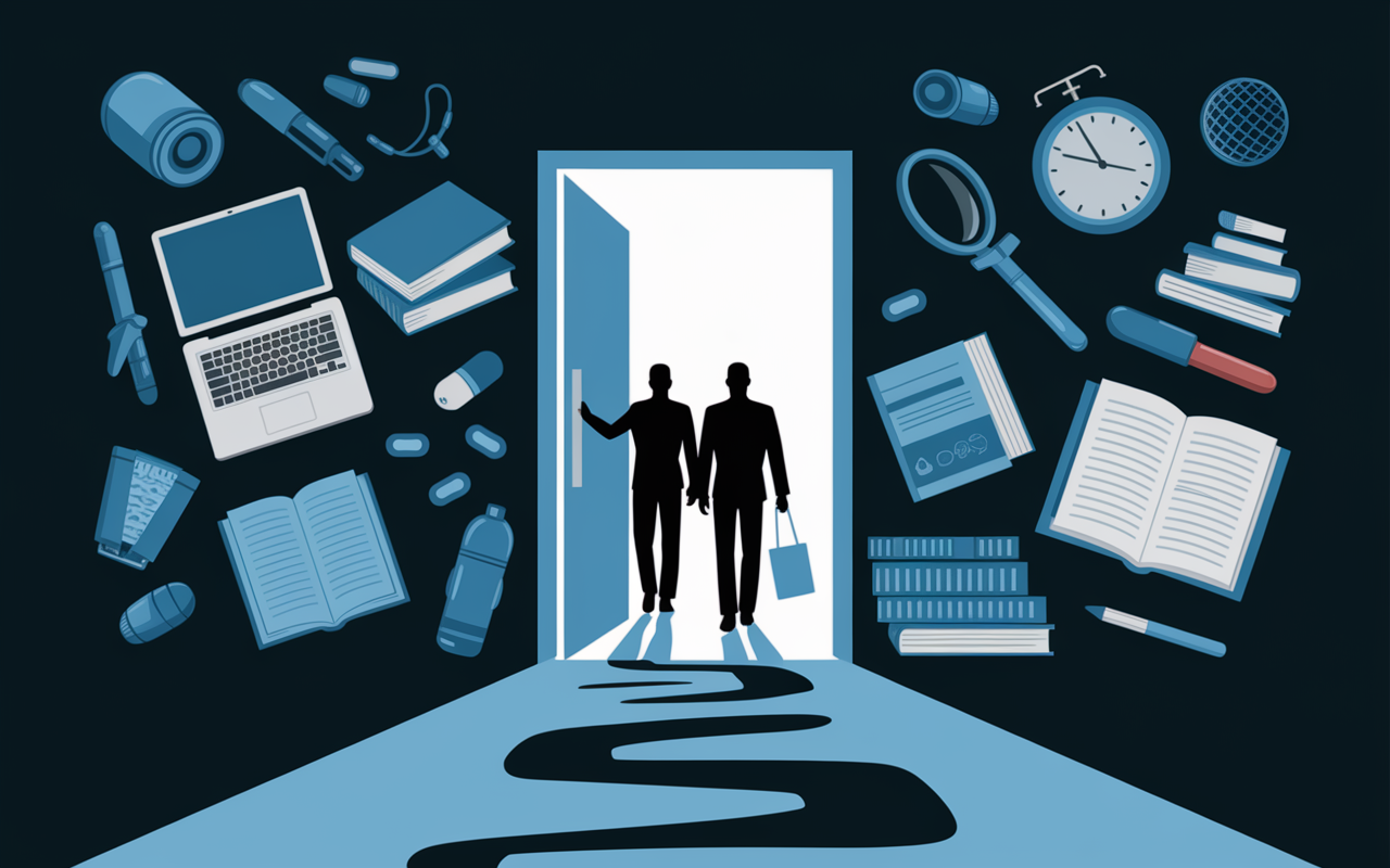 Silhouettes découvrant métiers en N, outils modernes