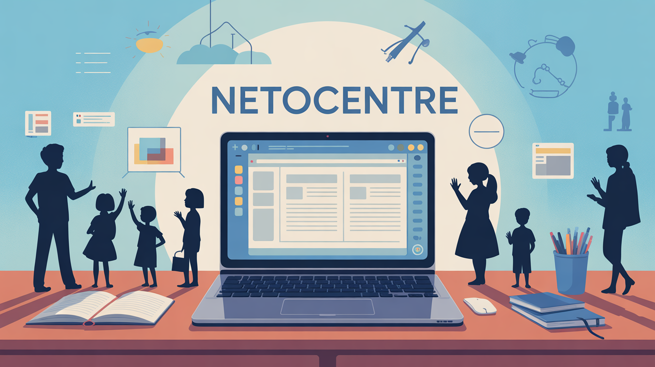 Netocentre autour ordinateur ambiance scolaire rassurante