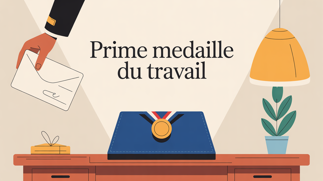 prime medaille du travail diplome et medaille sur bureau