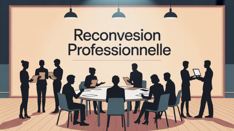 scène salle formation reconversion professionnelle table ronde