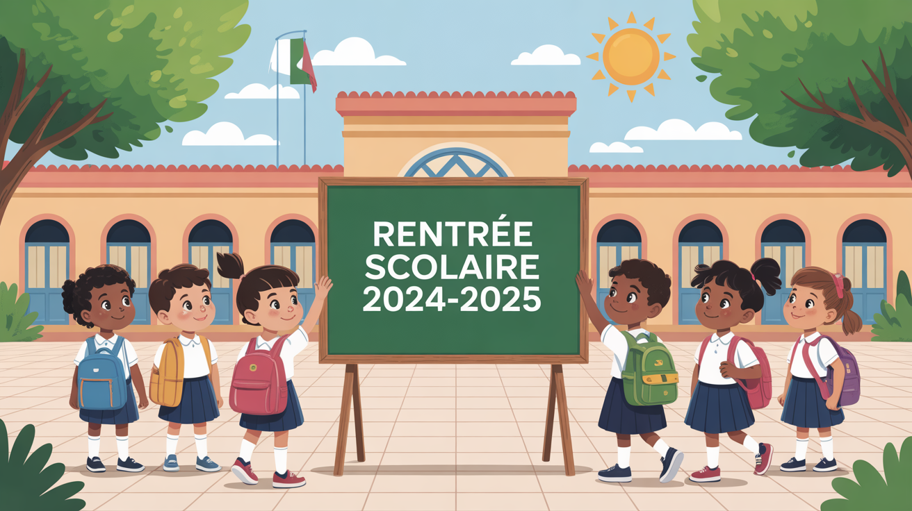 illustration cour école Algérie rentrée 2024-2025