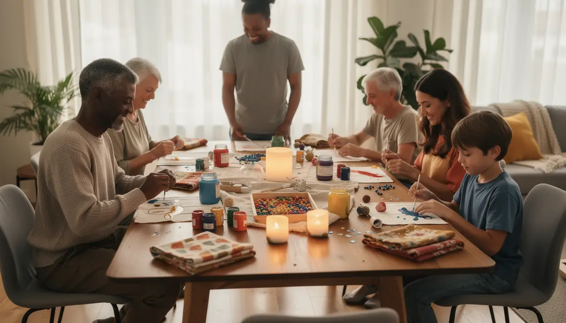 groupe famille amis autour table atelier diy convivial