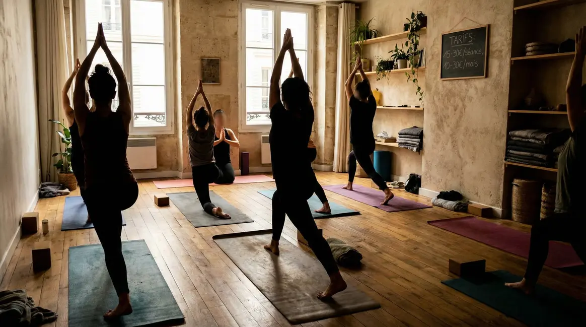 scène studio yoga lumineux avec tarifs moyen France