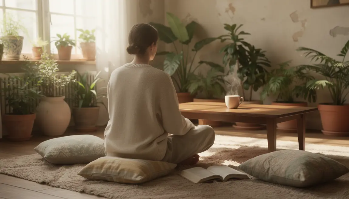 Espace calme pour méditation pleine conscience