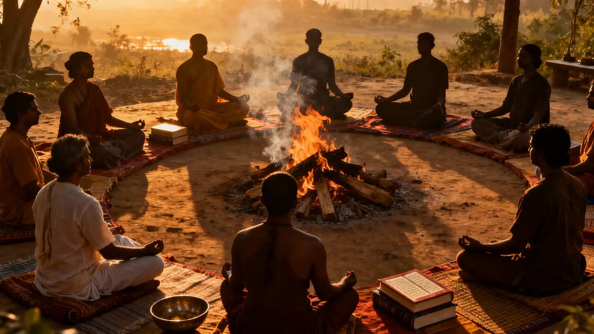 yoga spiritualite cercle rituel feu