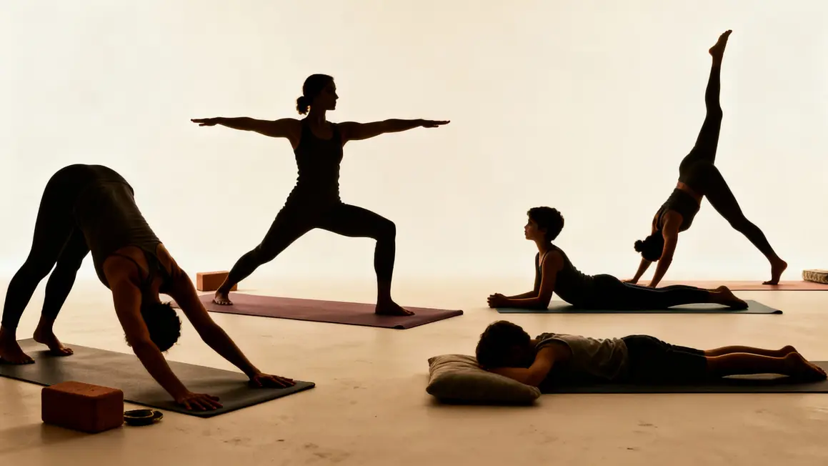 Silhouettes postures yoga debutant essentiel tapis