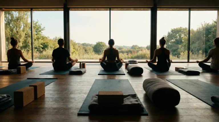 Séance de yoga dans un studio moderne et calme en France