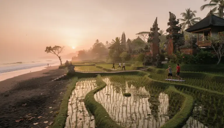 Paysage panoramique Bali itinéraire plages rizières temples yoga