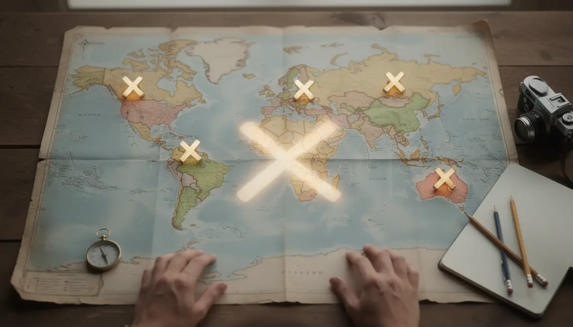 carte monde avec villes en x surbrillance ambiance voyage