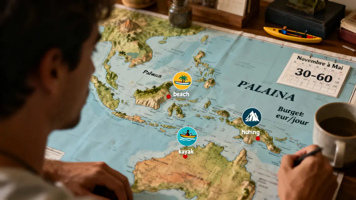 Carte îles Palawan Cebu Bohol itinéraire solo