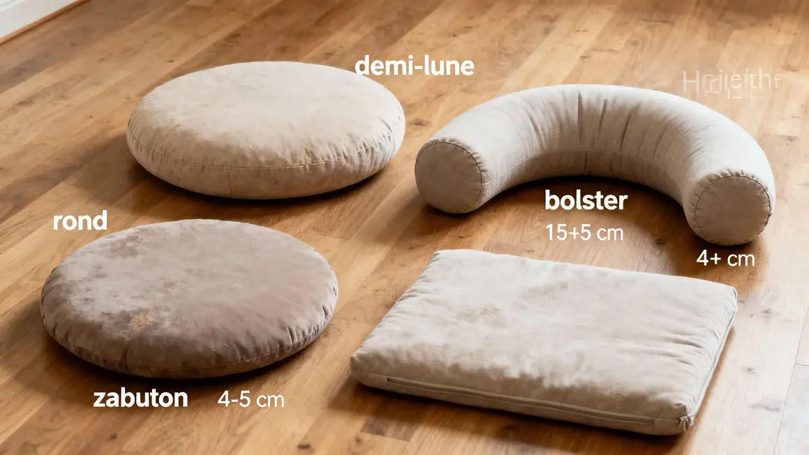 Comparaison coussin yoga formes et hauteurs sur sol bois
