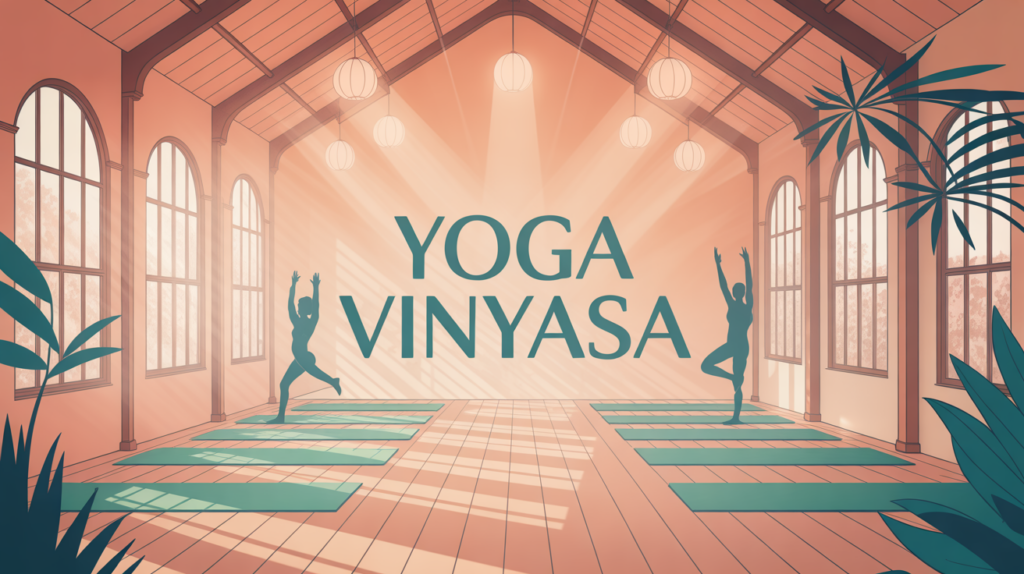 studio yoga vinyasa lumineux silhouettes