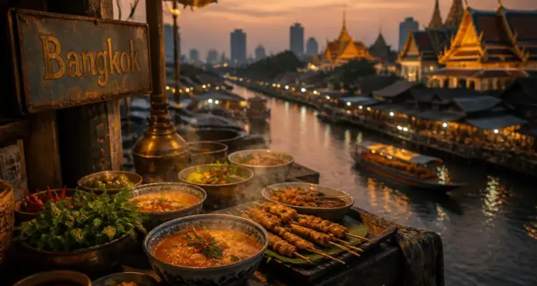 Meilleur endroit thailande : Bangkok au coucher du soleil, marché flou