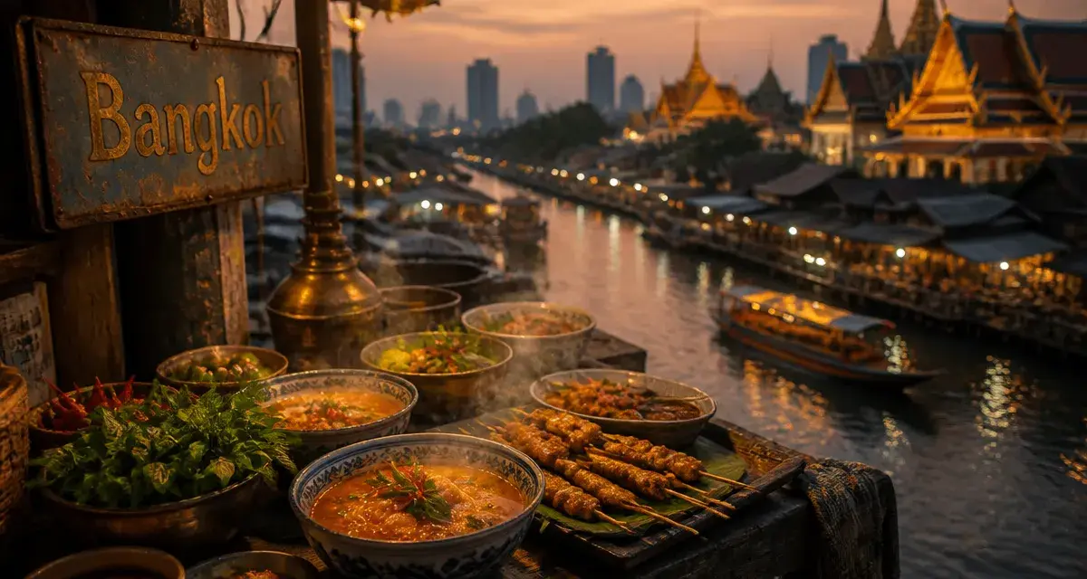 Meilleur endroit thailande : Bangkok au coucher du soleil, marché flou