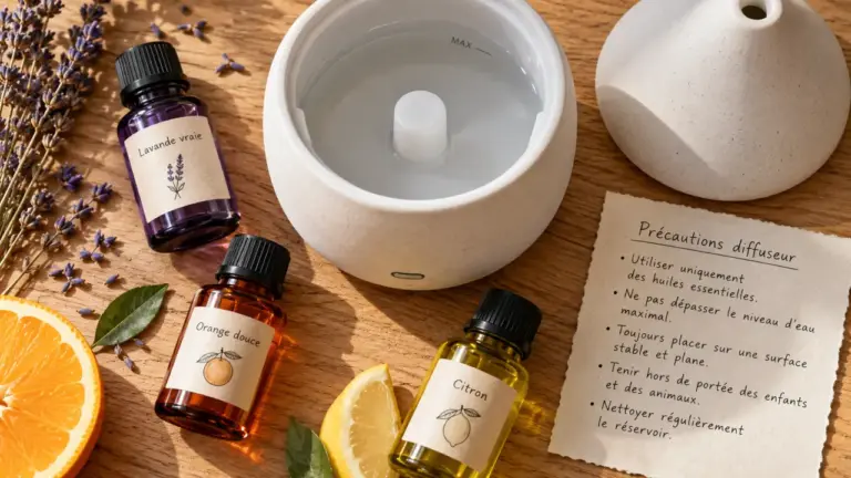 Quelle huile essentielle pour diffuseur : lavande et agrumes en flacons
