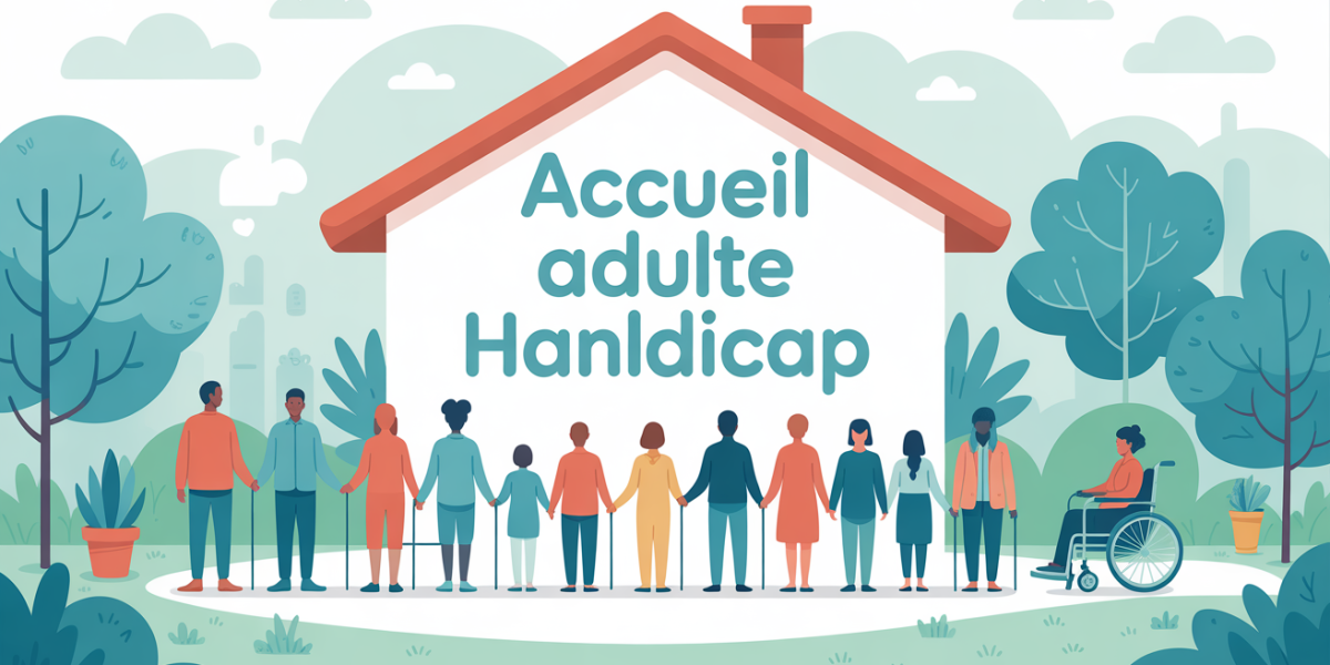 Maison d'accueil spécialisée adultes handicap illustration verdoyante
