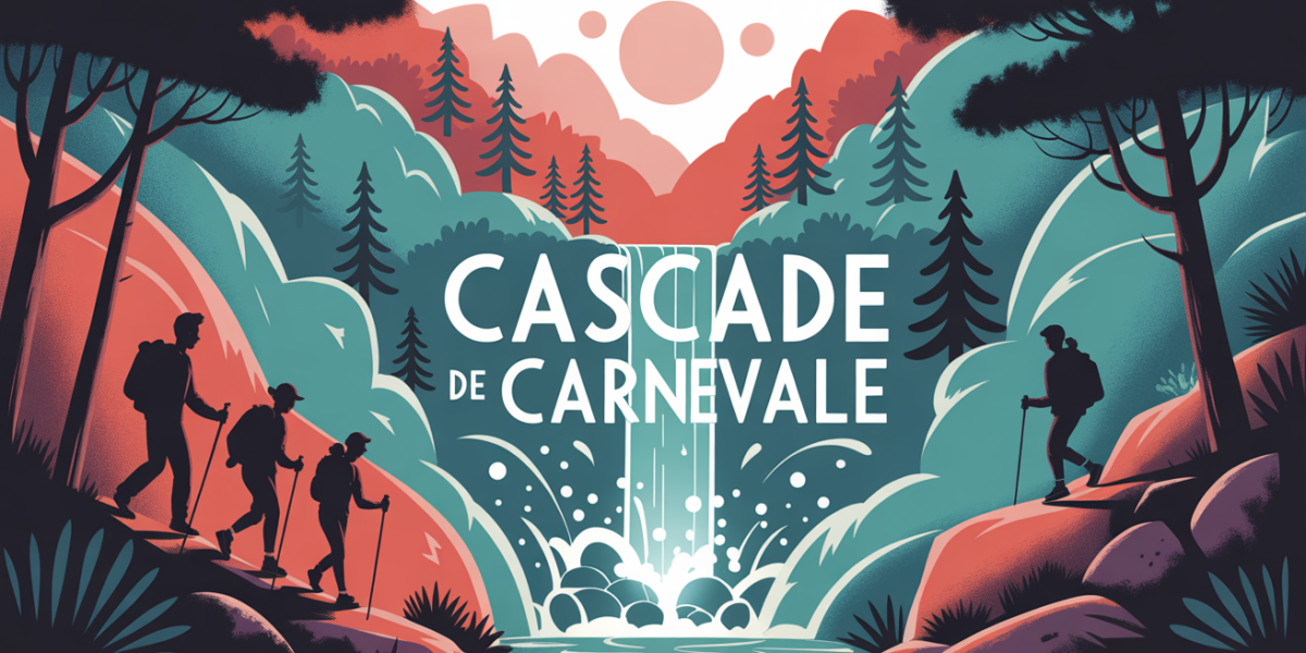 Illustration cascade Carnevale randonneurs famille Corse