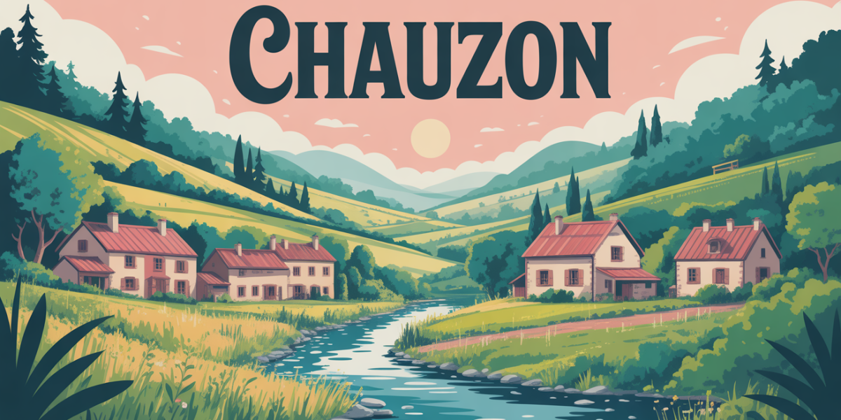 Illustration village Chauzon proche riviere en Ardeche