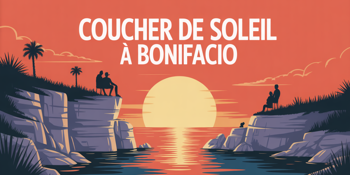 Coucher de soleil à Bonifacio remparts silhouettes sur falaises