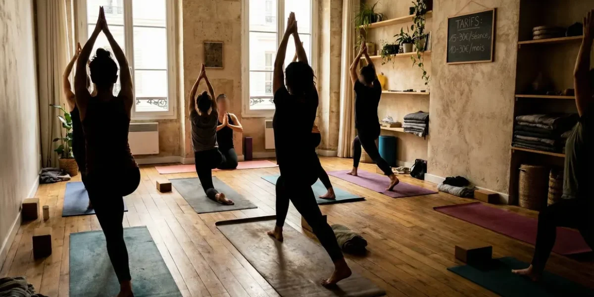 scène studio yoga lumineux avec tarifs moyen France