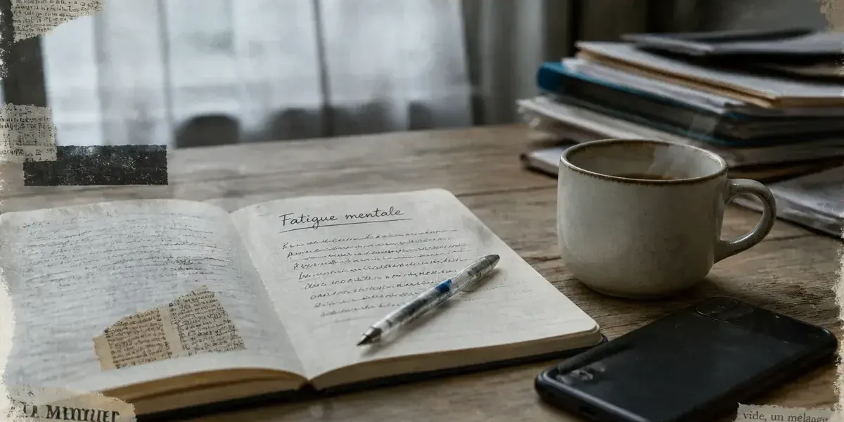 Fatigue mentale : retrouver de l energie mentale, carnet et smartphone