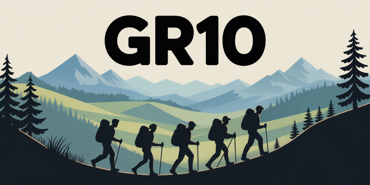 Illustration GR10, randonneurs sur sentier dans les Pyrenees