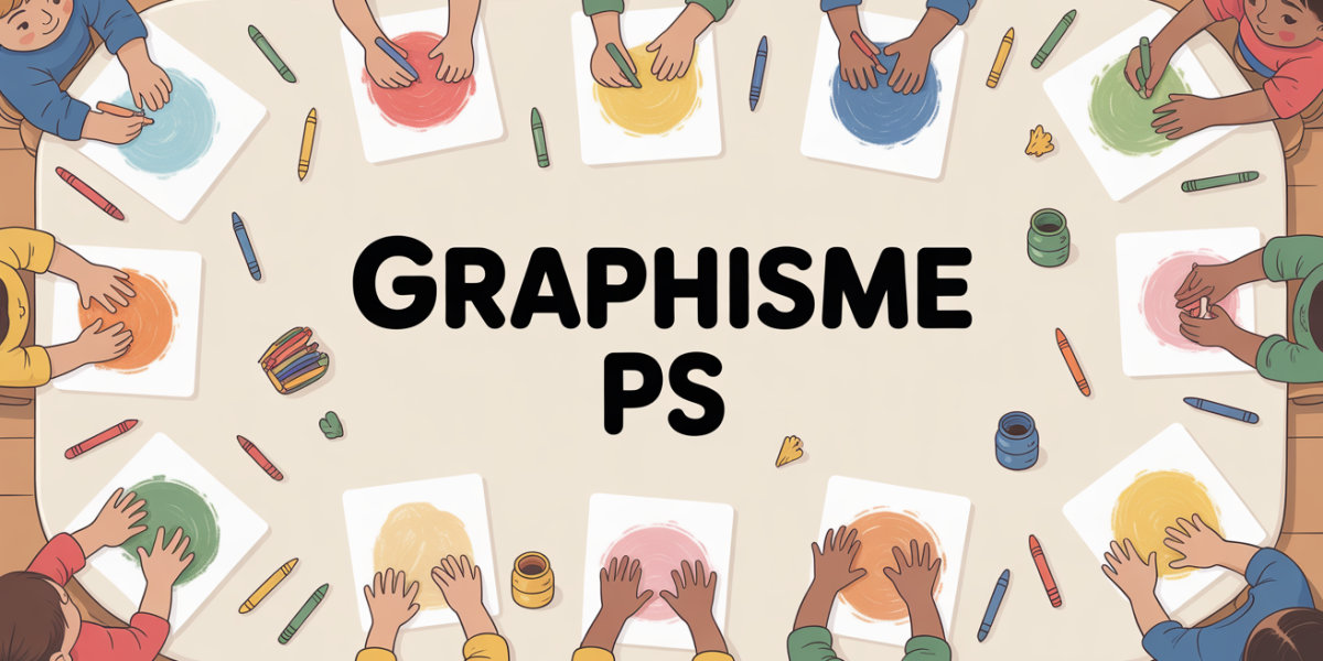 Enfants en atelier de graphisme PS dessinent sur table maternelle
