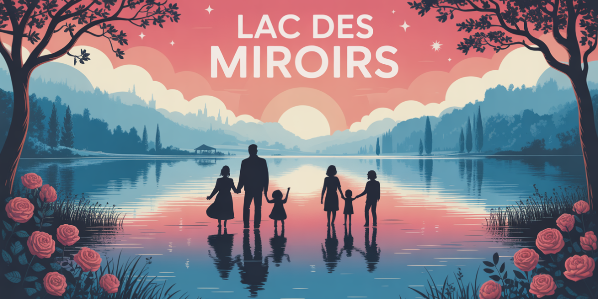 Vue Lac des Miroirs reflets et famille en balade