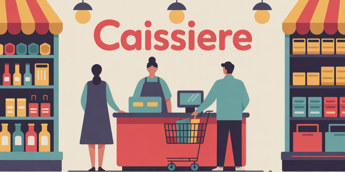 illustration caisse supermarche ambiance caissiere