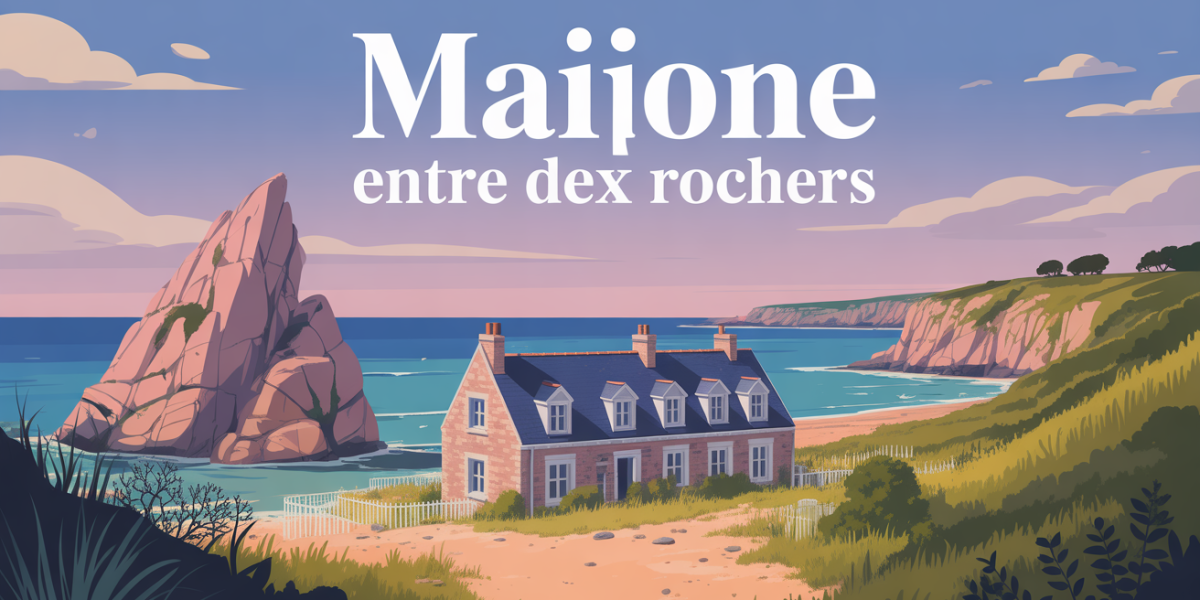 Illustration maison entre deux rochers Côte de Granit Rose