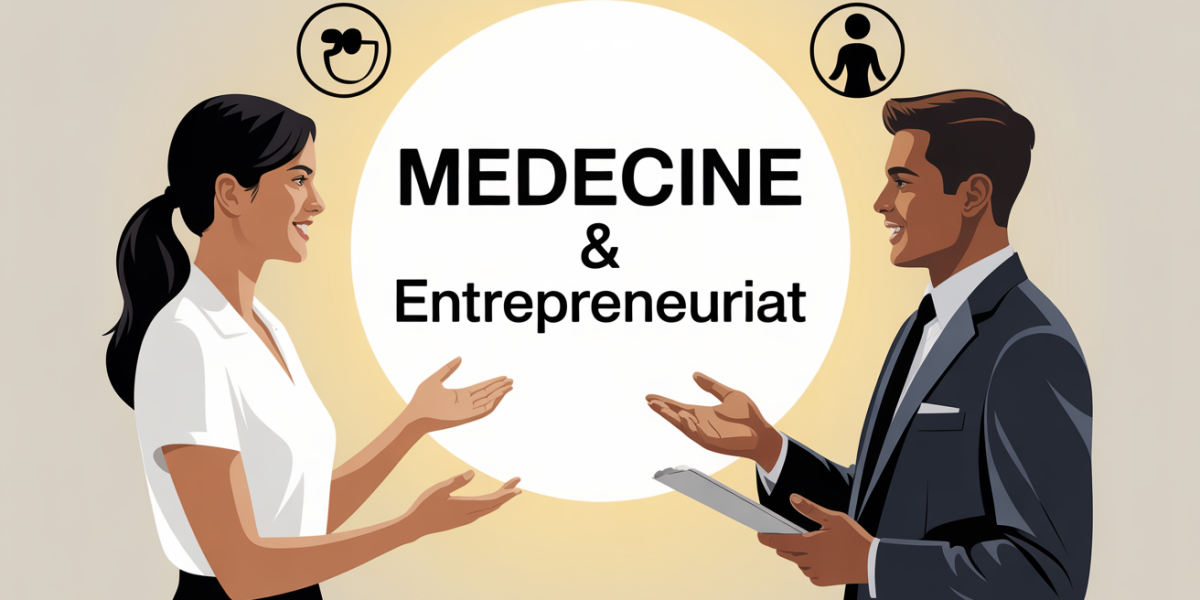Deux silhouettes, medecine et entrepreneuriat, mere fille
