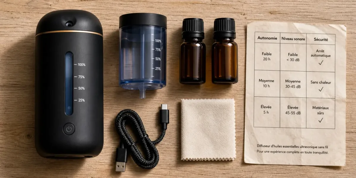 Meilleur diffuseur huiles essentielles sans fil, autonomie USB