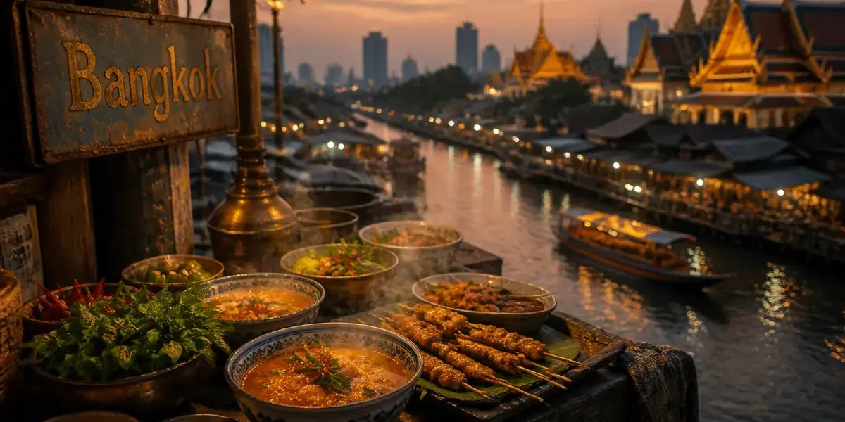 Meilleur endroit thailande : Bangkok au coucher du soleil, marché flou