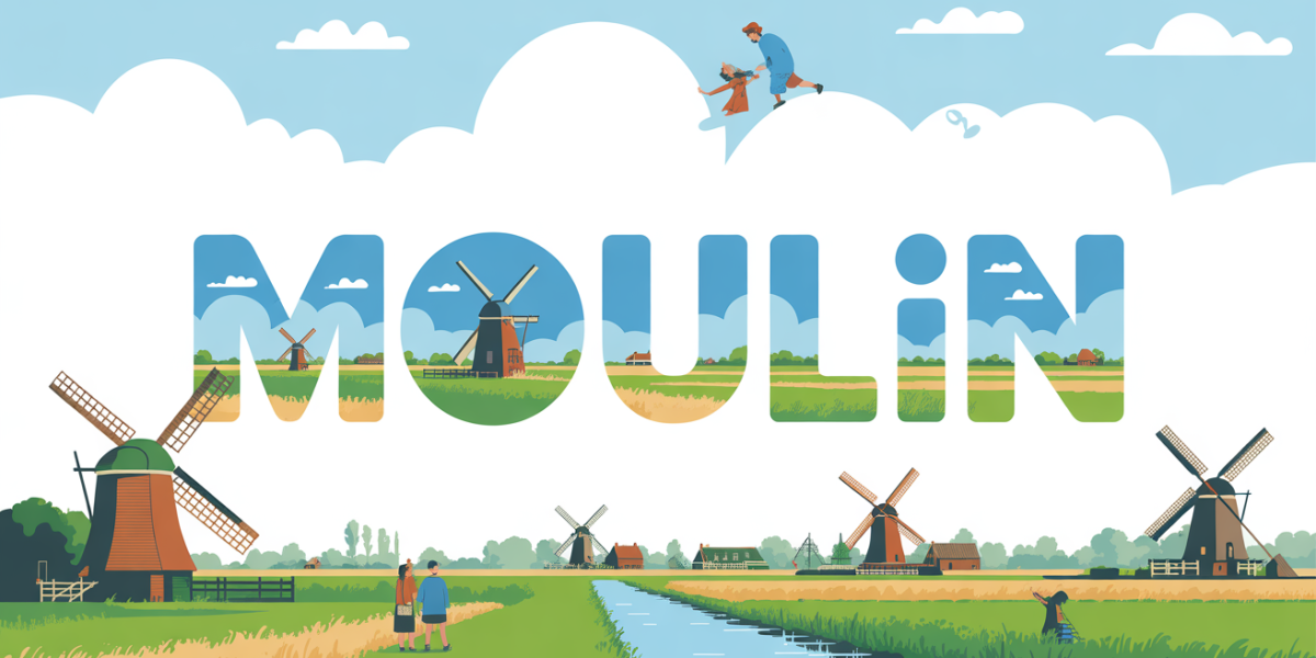 vue stylisee moulin polders pays-bas