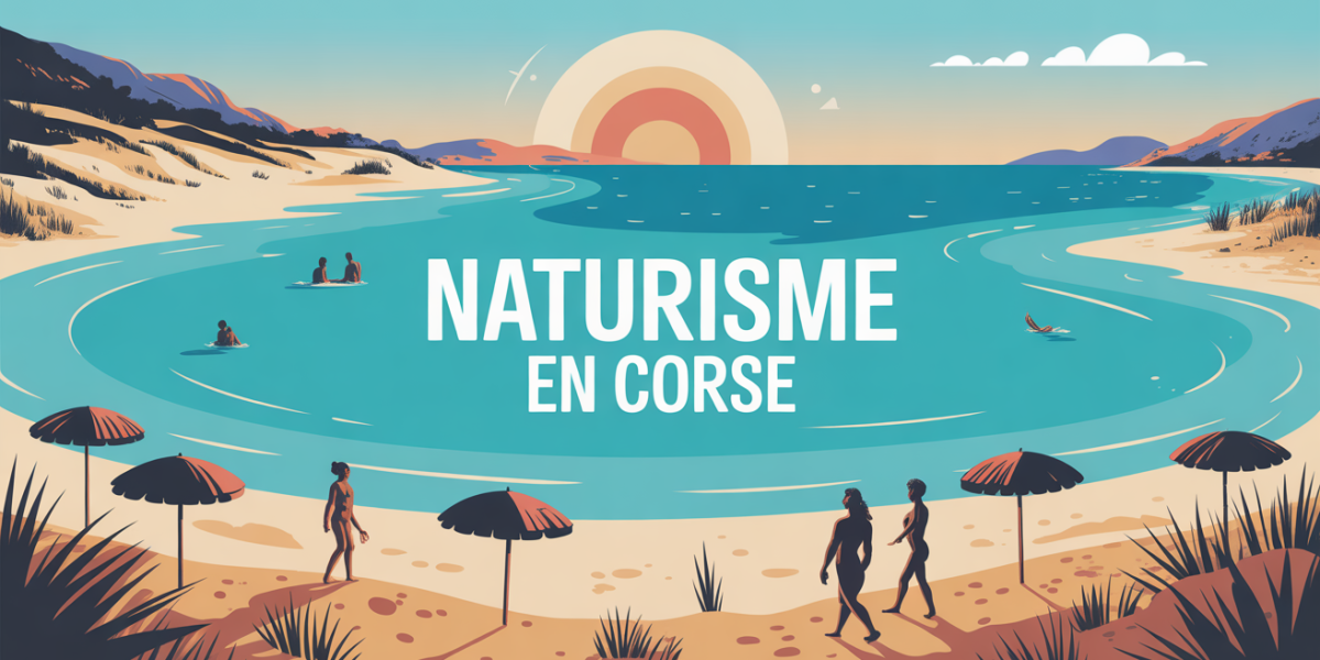 illustration plage corse naturisme et silhouettes