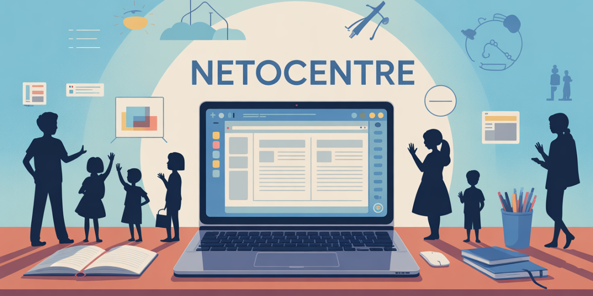 Netocentre autour ordinateur ambiance scolaire rassurante