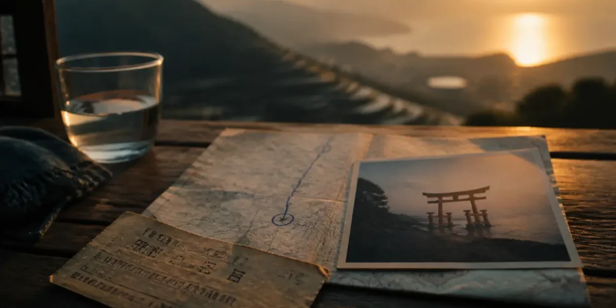 Plus beau pays d asie : carte et torii rouge au Japon
