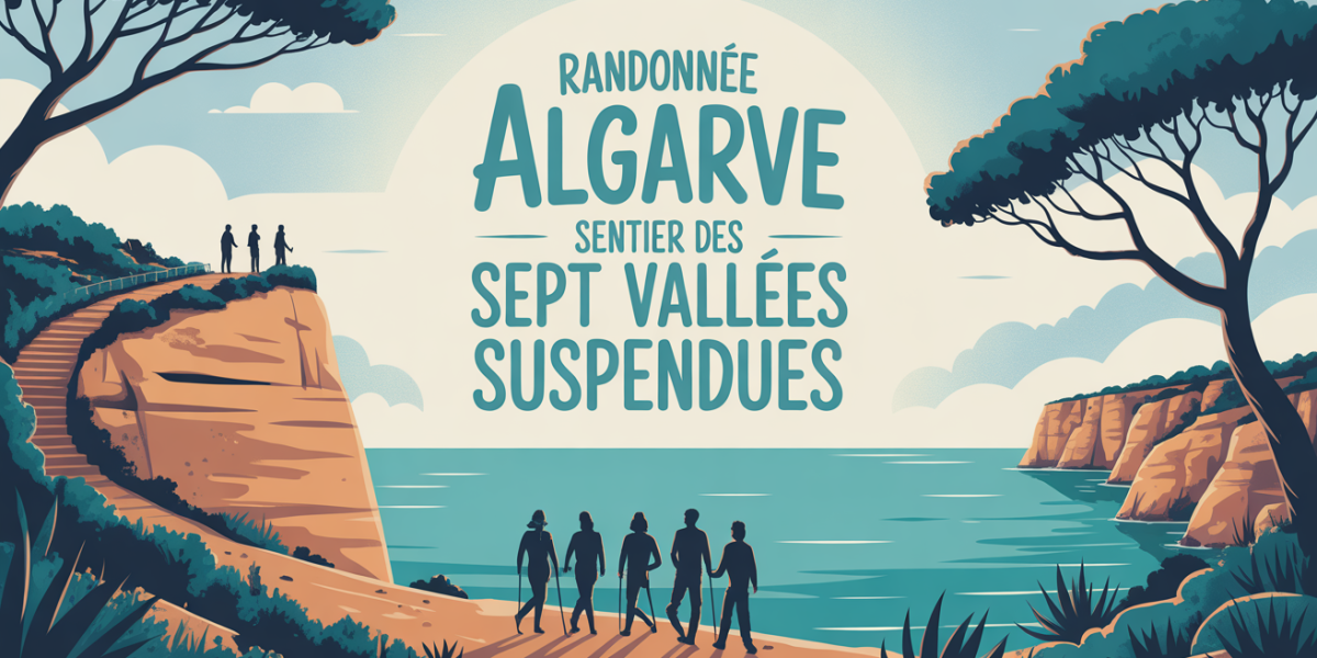 Falaise océan sentier Algarve illustration