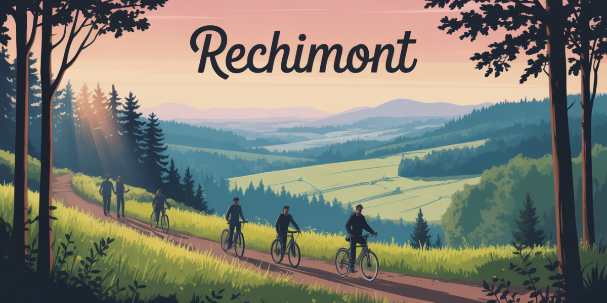 Paysage stylise Rechimont Ardennes belges, randonnee velo panorama