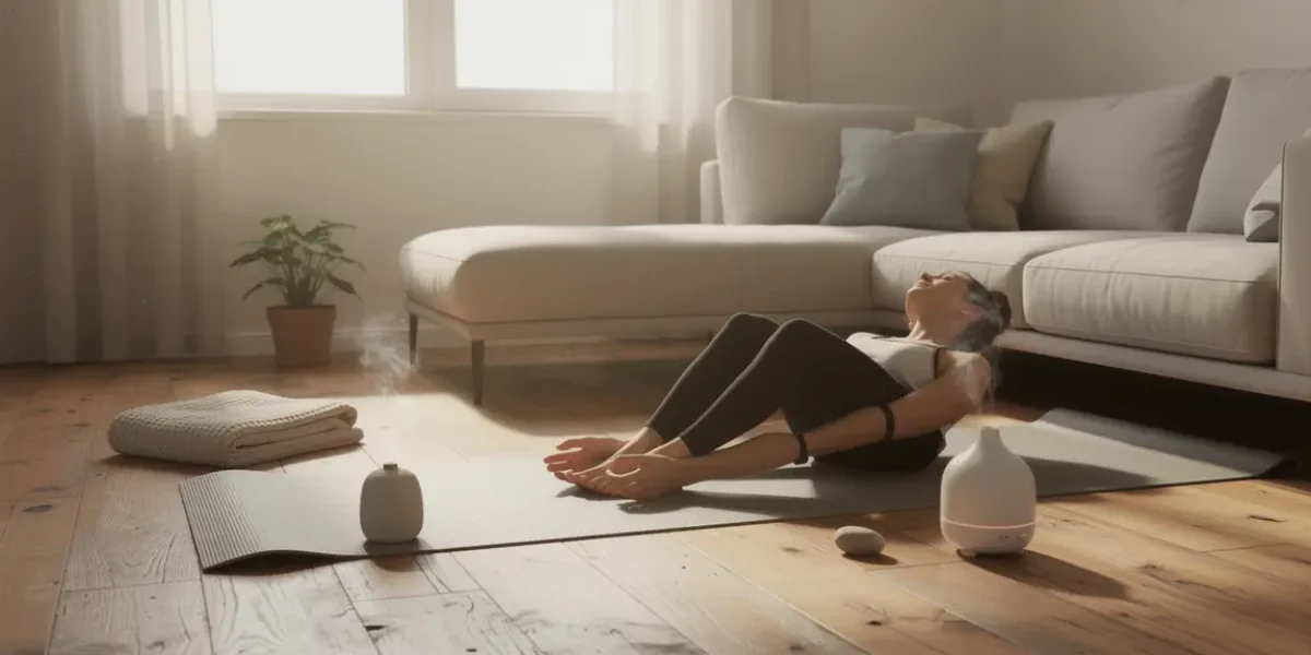 Salon zen avec respiration et relaxation, objets bien-être