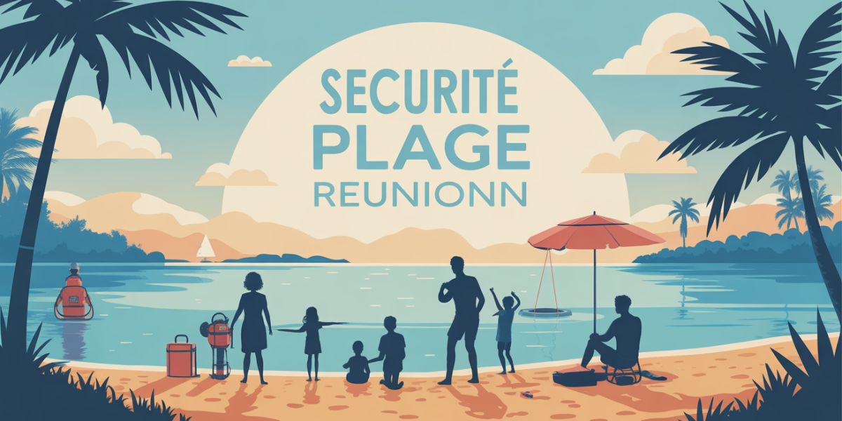 Illustration securite plage Reunion lagon surveillé famille