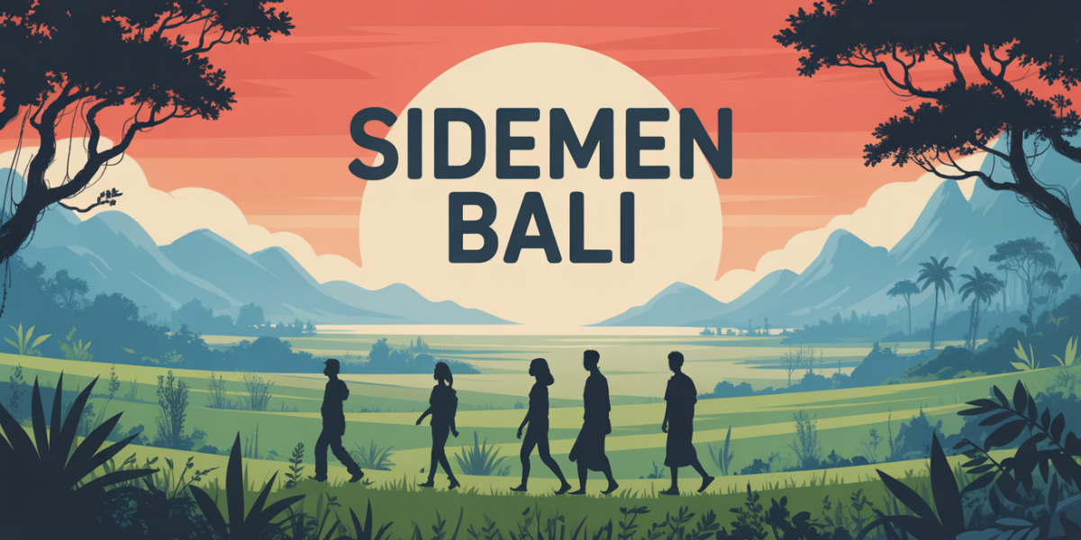 Vue stylisée vallée Sidemen Bali rizières et montagnes