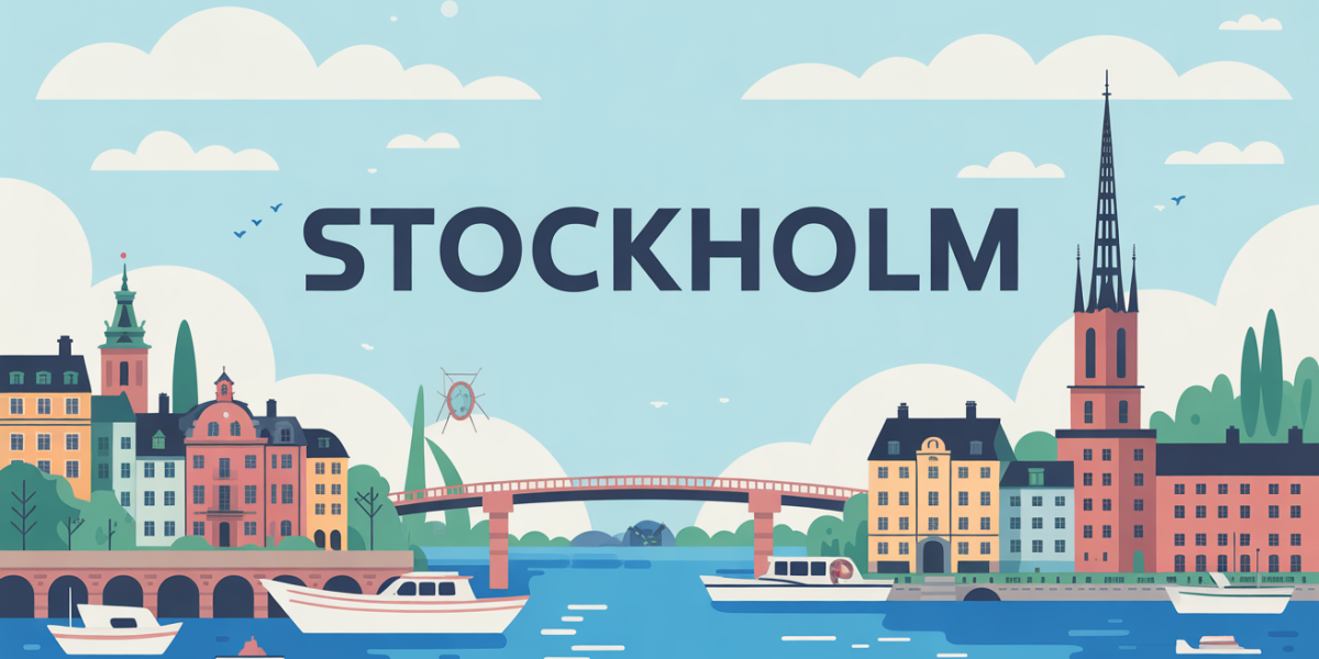 Illustration Stockholm ponts iles maisons sejour week end