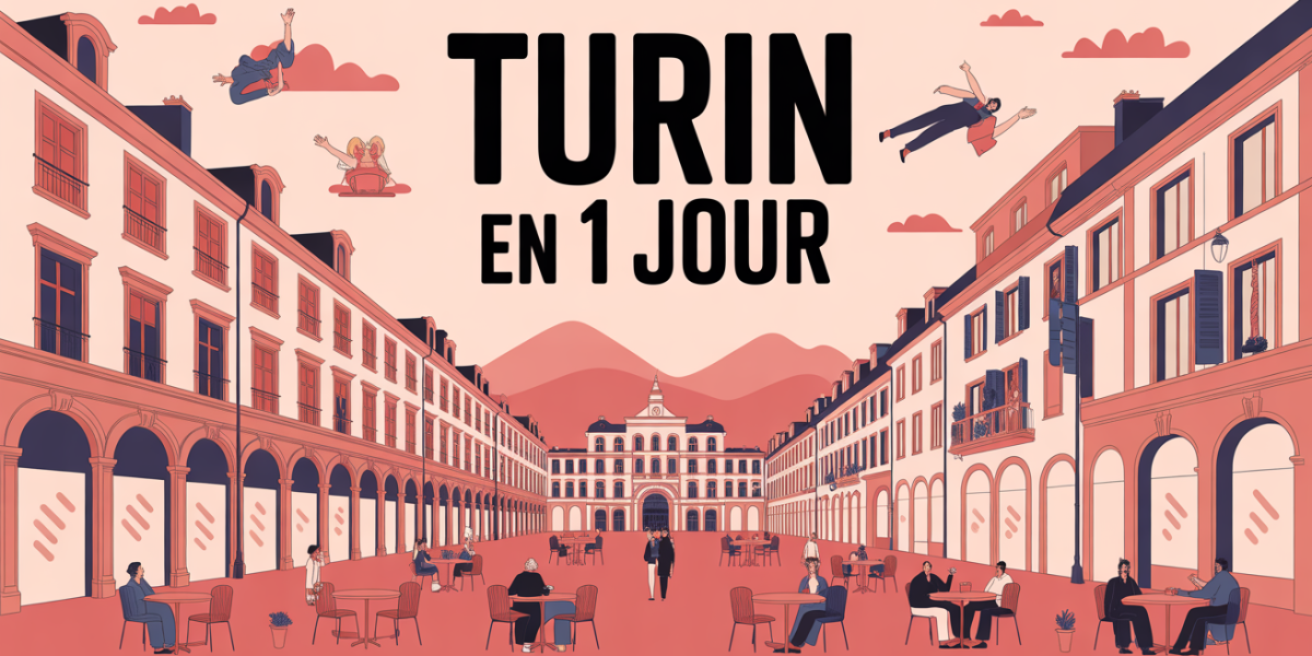 Turin en 1 jour illustration place urbaine arcades montagnes