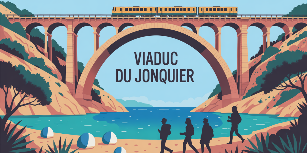Viaduc du Jonquier sur calanque turquoise avec randonnée et train