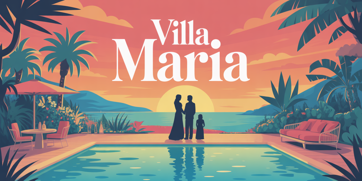 Illustration villa Maria mediterraneenne tropicale piscine vue mer