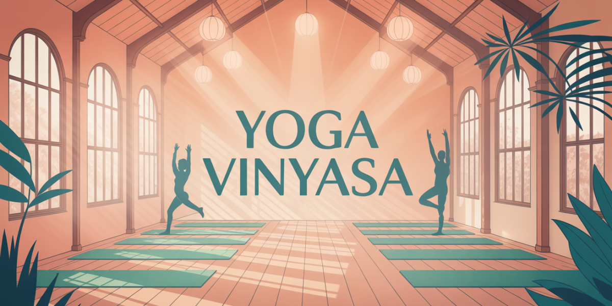 studio yoga vinyasa lumineux silhouettes