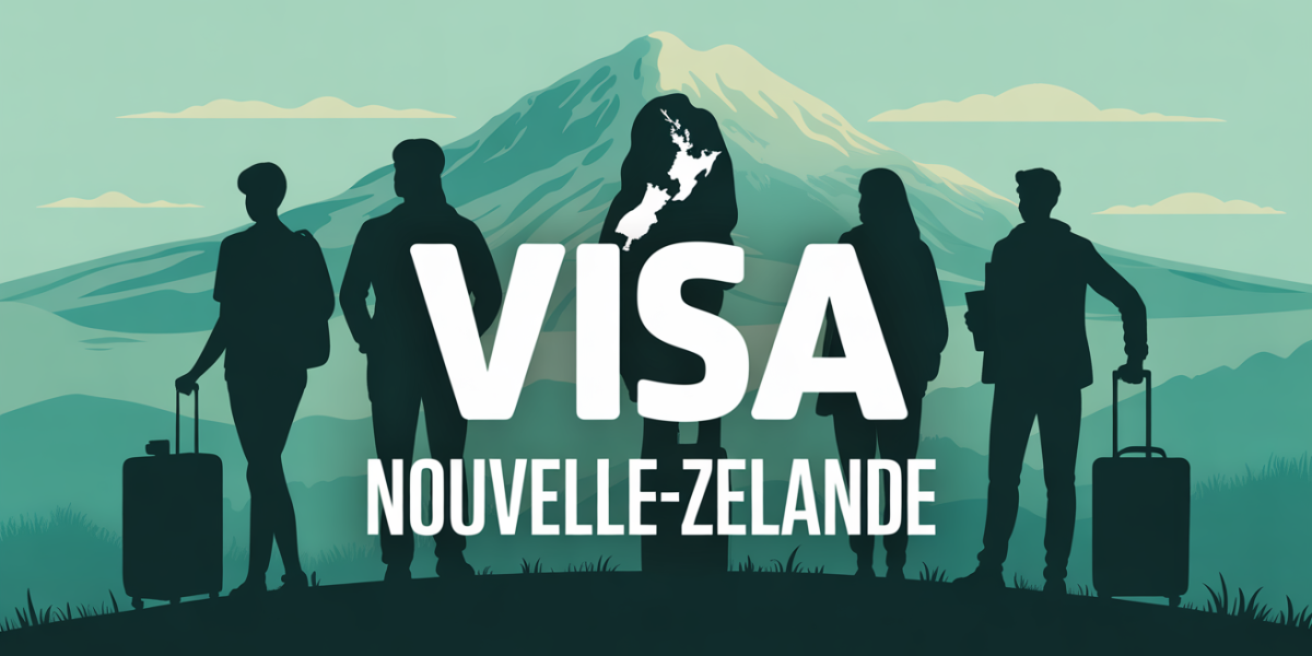 silhouettes voyageurs carte nouvelle zelande valise passeport