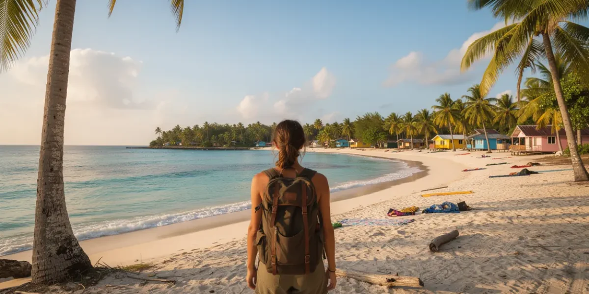 Voyageuse sac à dos plage Philippines